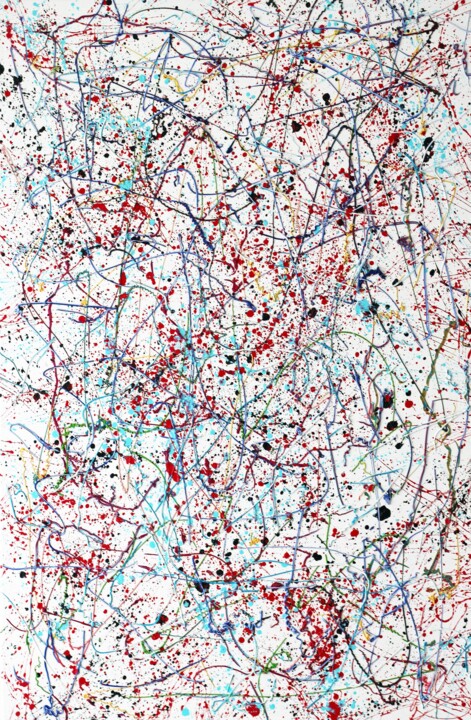 Painting titled "Love for Pollock II…" by Carolina Vis, Original Artwork, Oil Mounted on Wood Panel