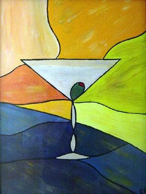 Painting titled "Martinis are Delici…" by Carol Lynn Nesbitt, Original Artwork, Oil