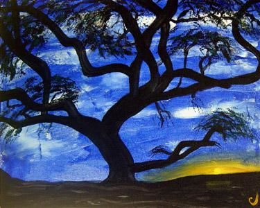 Painting titled "Big Tree" by Carol Lynn Nesbitt, Original Artwork, Oil