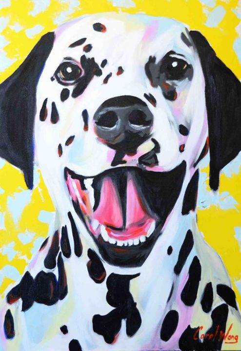 Painting titled "Dalmatas Dog Painti…" by Carolina Wang, Original Artwork, Acrylic