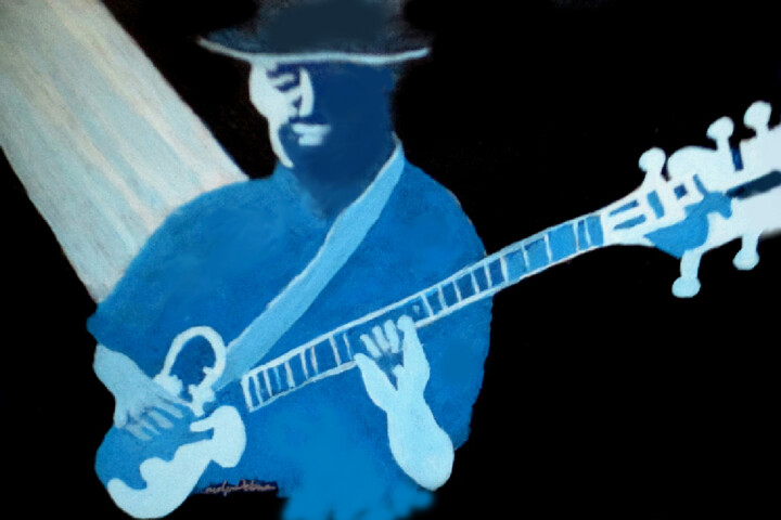 Painting titled "Blues Music" by Carolyn   A. Debnam, Original Artwork, Acrylic Mounted on Wood Stretcher frame