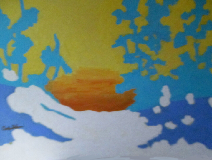 Pintura intitulada "Sunset Beach" por Carolyn   A. Debnam, Obras de arte originais, Acrílico Montado em Armação em madeira