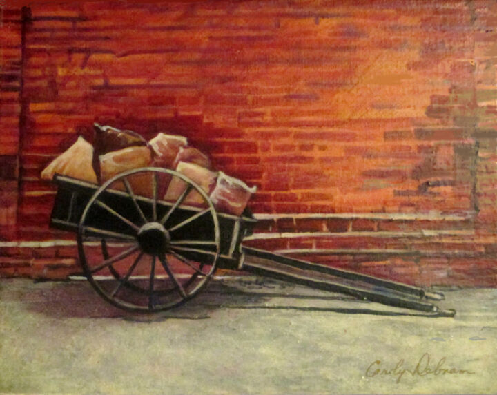 绘画 标题为“Cart” 由Carolyn   A. Debnam, 原创艺术品, 丙烯 安装在木质担架架上