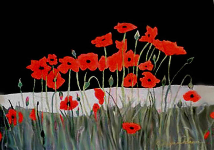 Pintura titulada "Poppies" por Carolyn   A. Debnam, Obra de arte original, Acrílico Montado en Bastidor de camilla de madera