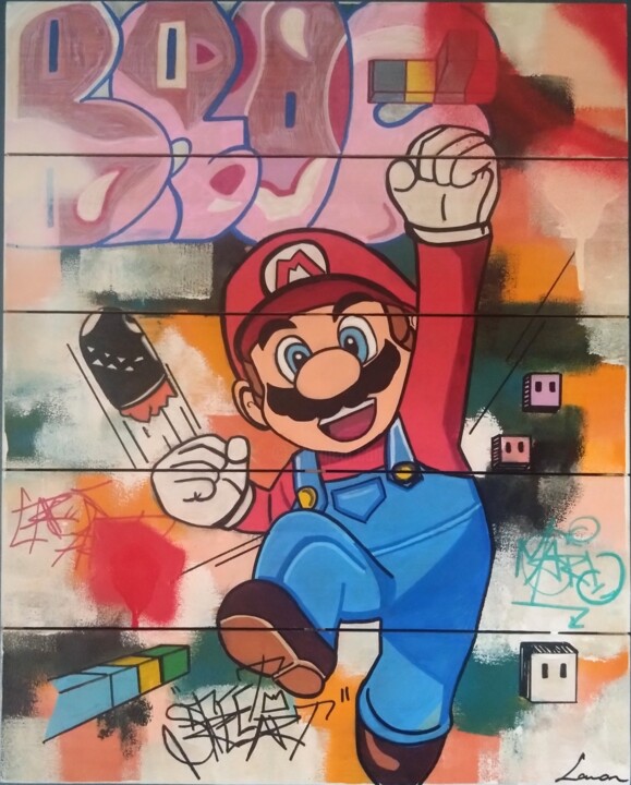Schilderij getiteld "Street art Mario Vi…" door Caronart, Origineel Kunstwerk, Acryl