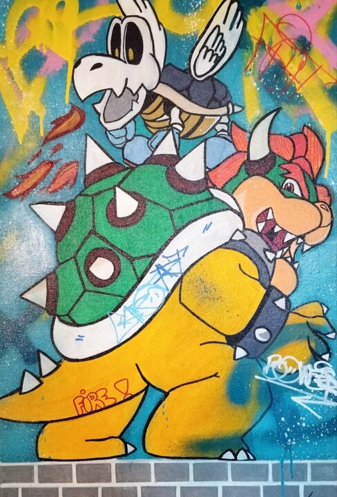 Street Art Bowser's Fight, Painting by Caronart