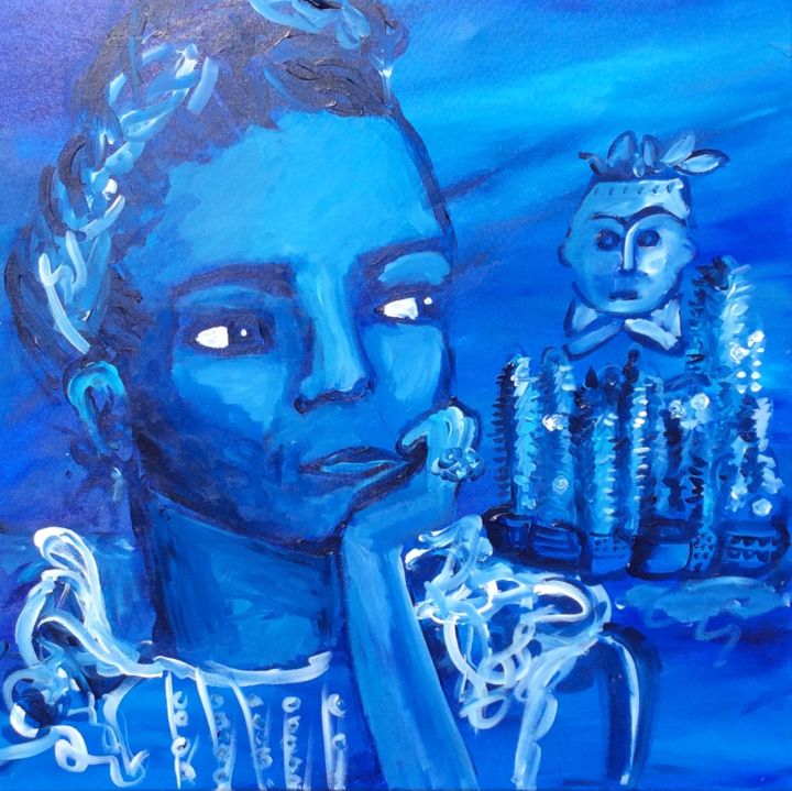 Peinture intitulée "Les rêves bleus de…" par Caropeu, Œuvre d'art originale, Acrylique