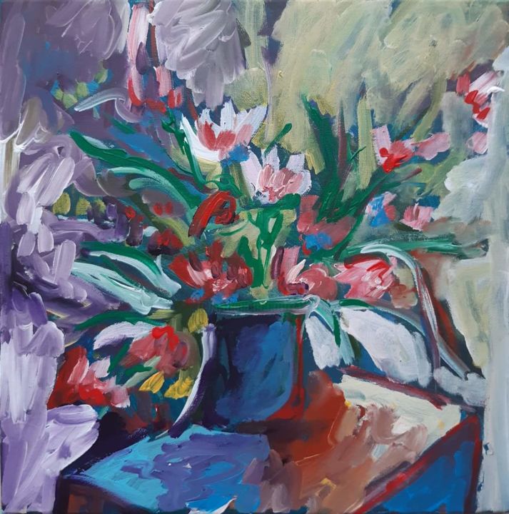 Painting titled "Bouquet d'été" by Caropeu, Original Artwork, Acrylic