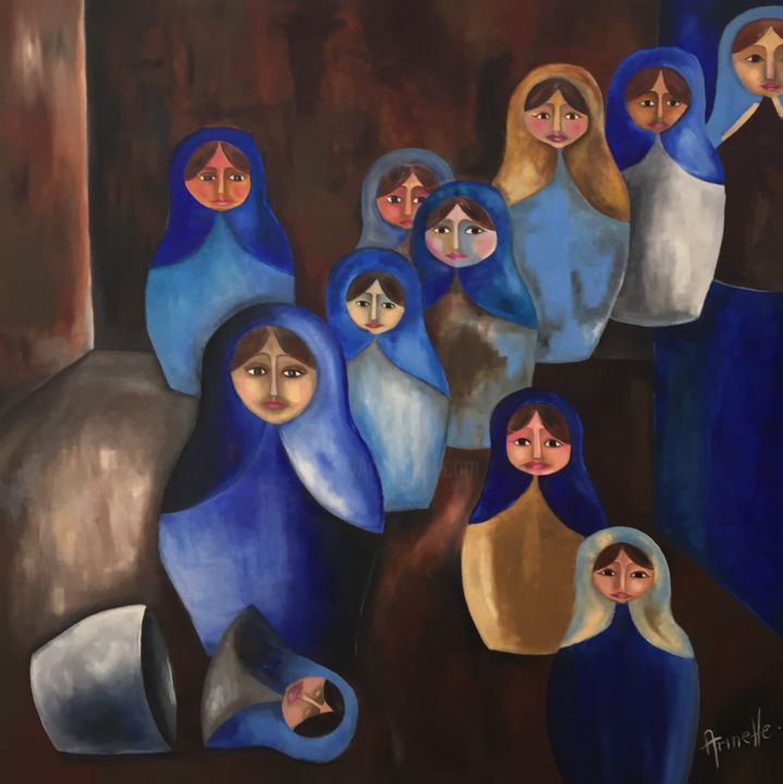 Painting titled "Babouchka" by Haudeclaire, Original Artwork, Oil