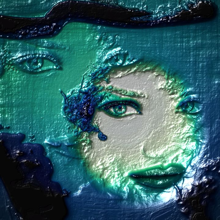 Arts numériques intitulée "Femme sous-marine" par Arthur Design And Co, Œuvre d'art originale, Peinture numérique