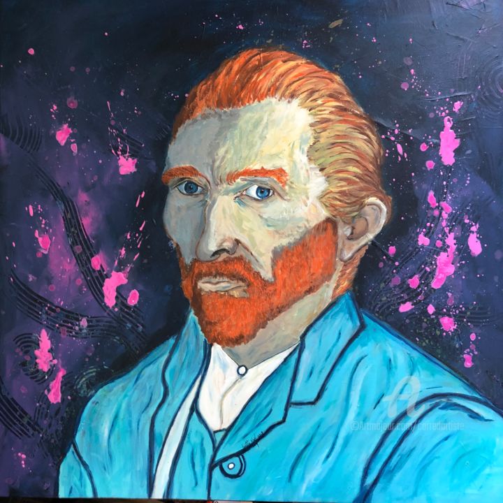 Painting titled "Vincent" by Laëtitia Noël, Original Artwork, Acrylic Mounted on Wood Stretcher frame