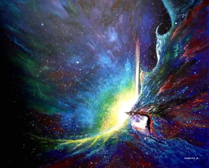 Peinture intitulée "Retour vers Orion" par Carreno Antonio" Le Peintre Des Étoiles", Œuvre d'art originale, Acrylique