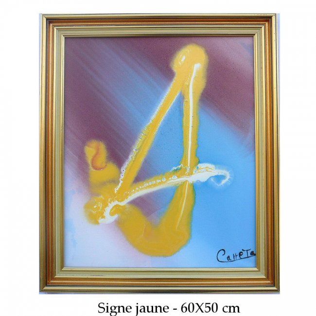 Картина под названием "The yellow sign" - Carreta James, Подлинное произведение искусства, Масло