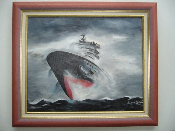 Painting titled "remorqueur haute mer" by Carro, Original Artwork