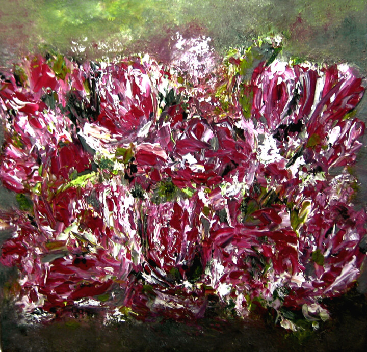 Painting titled "A Bunch of Wilted T…" by Carry Van Delft, Original Artwork, Acrylic Mounted on Wood Panel