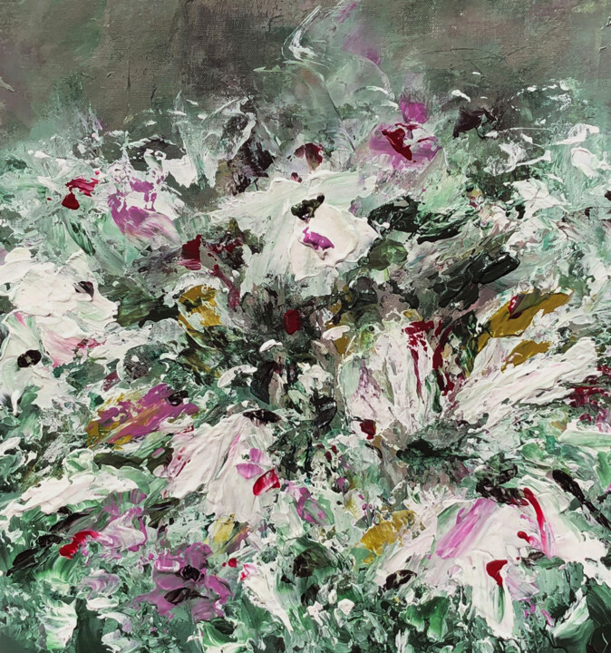 Painting titled "Flowers for your Bi…" by Carry Van Delft, Original Artwork, Acrylic