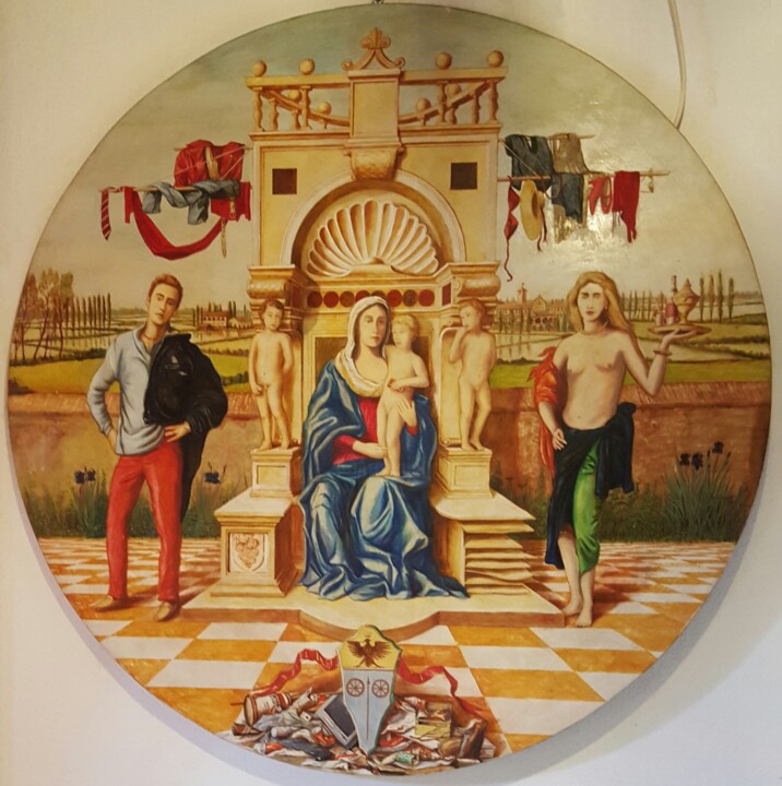 Pittura intitolato "tondo Milano" da Cartasso, Opera d'arte originale, Tempera