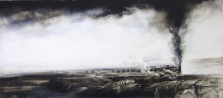 Malerei mit dem Titel "fumee-brume-et-brou…" von Jean-Marie Cartereau, Original-Kunstwerk