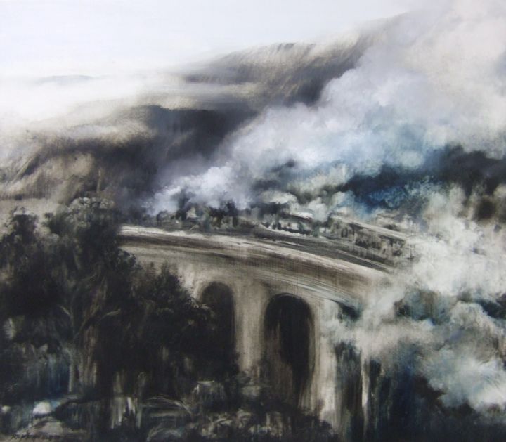 Peinture intitulée "fumee-brume-et-brou…" par Jean-Marie Cartereau, Œuvre d'art originale