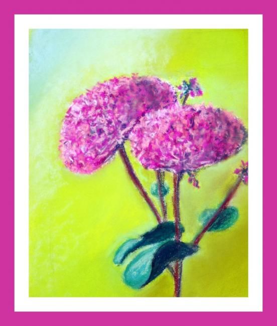 Painting titled "Hortensia" by Mams, Original Artwork, Oil