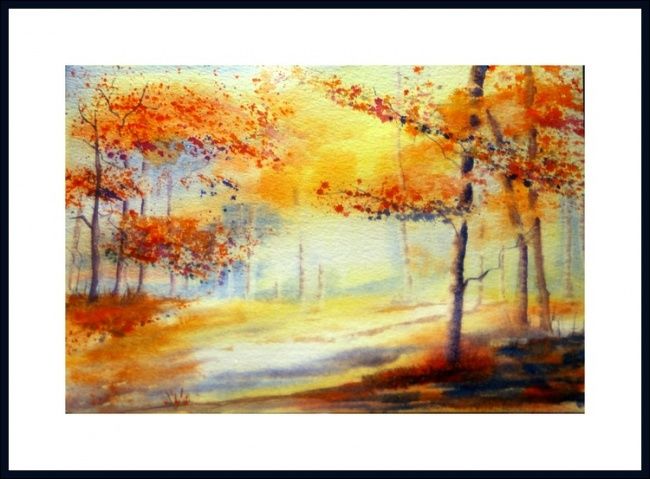 Painting titled "Automne" by Mams, Original Artwork, Oil
