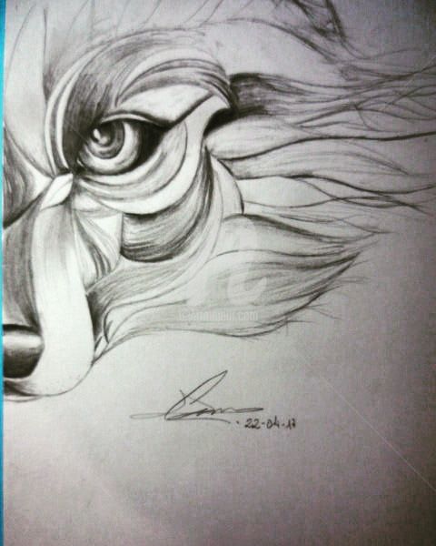 Dibujo titulada "Wild look" por Carolina Velazquez, Obra de arte original