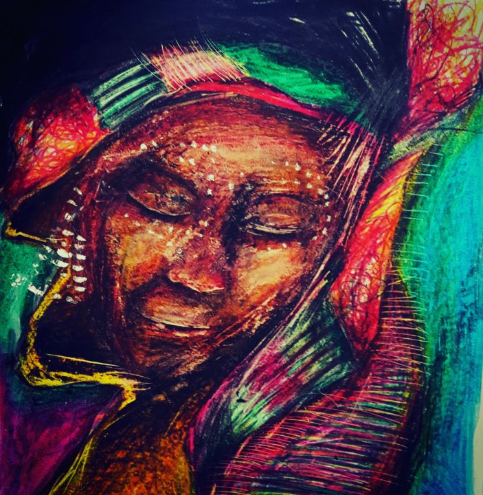 Pintura intitulada "africa" por Maurilio Soares, Obras de arte originais, Giz