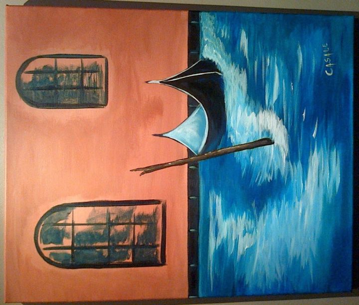 Painting titled "Gondola al crepusco…" by Casal'Art, Original Artwork, Acrylic