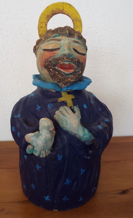 Sculpture titled "São Francisco em Ma…" by Casa Tuia, Original Artwork, Ceramics