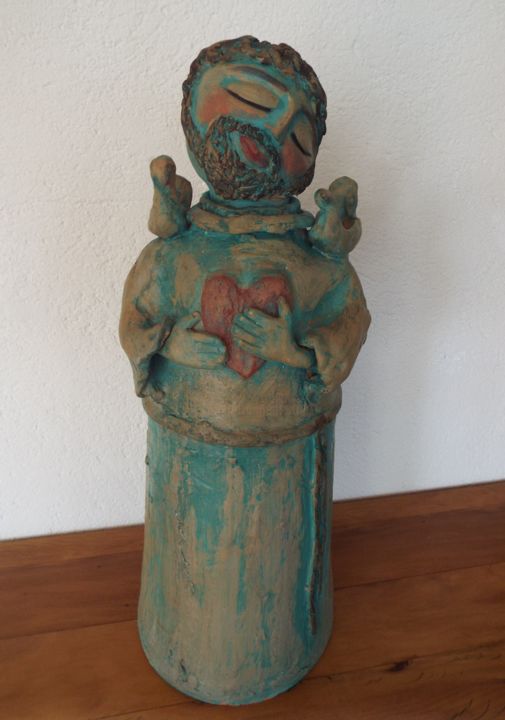 Scultura intitolato "Santo Francisco em…" da Casa Tuia, Opera d'arte originale, Ceramica