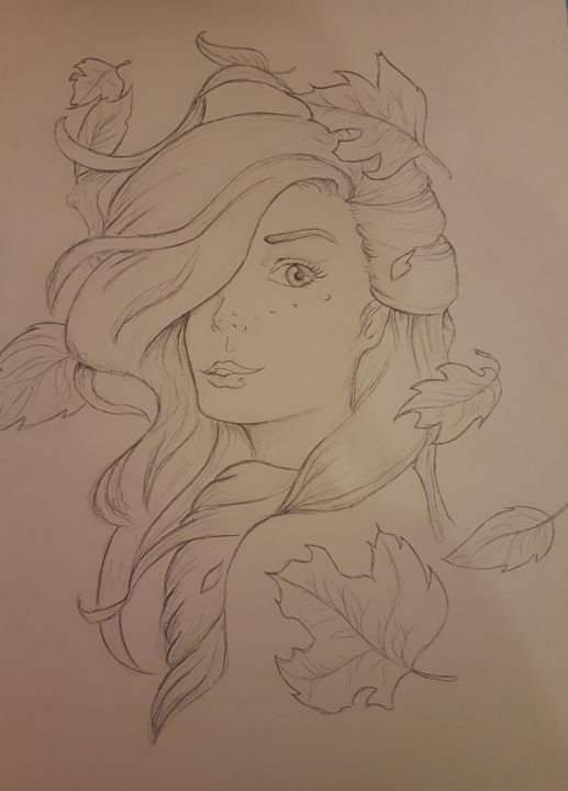 Drawing titled "Femme d'automne" by Lisa Casillas, Original Artwork, Other