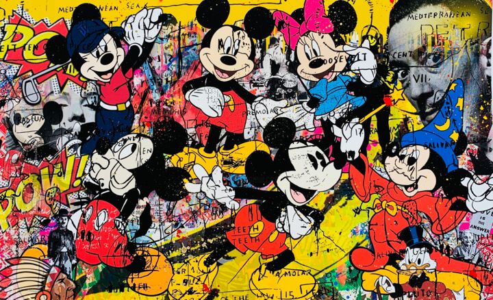 Druckgrafik mit dem Titel "Mickey universum" von Caspa, Original-Kunstwerk, Digitaldruck