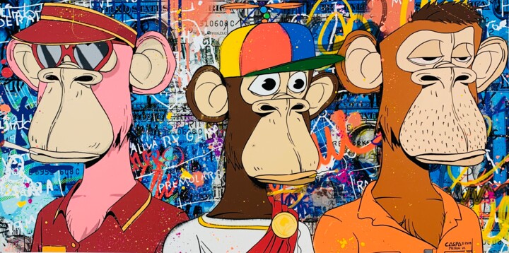 Obrazy i ryciny zatytułowany „Monkey Club” autorstwa Caspa, Oryginalna praca, Cyfrowy wydruk