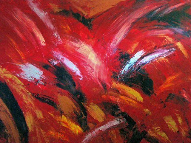 Painting titled "ROUGE2" by K100, Original Artwork, Oil