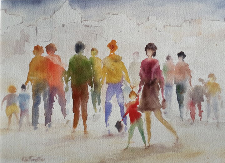 Peinture intitulée "Petits et grands-so…" par Le Forestier, Œuvre d'art originale, Aquarelle