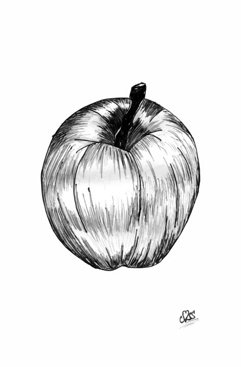 Dibujo titulada "Apple McIntosh" por Cass Galleas, Obra de arte original, Tinta