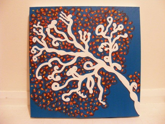 Painting titled "tree at snow" by Cassia, Original Artwork