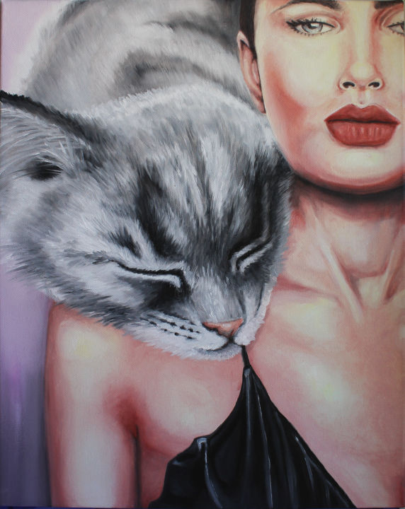 Pintura intitulada "Gata Maior (Cat Maj…" por Cassia Naomi, Obras de arte originais, Óleo