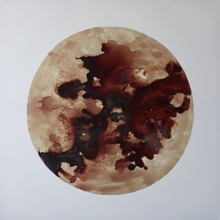 Malerei mit dem Titel "Lua de sangue" von Cassia Naomi, Original-Kunstwerk, Pigmente