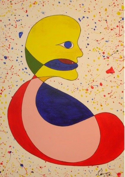 Painting titled "EMBRIÃO" by Cassiano Lima, Original Artwork, Acrylic Mounted on Cardboard