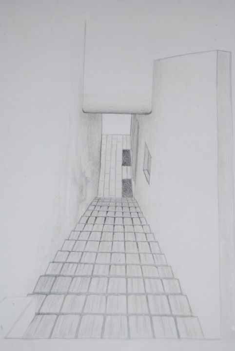 Dessin intitulée "Escada" par Cassiano Lima, Œuvre d'art originale, Graphite Monté sur Carton