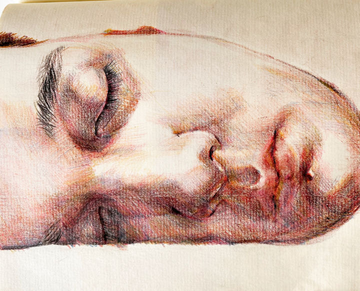 Painting titled "SH" by Yi Hogrefe, Original Art, Chalk