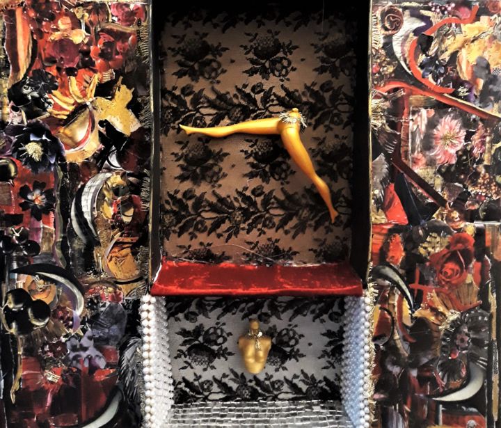 Collages titulada "Burlesque" por Marta Castellanos, Obra de arte original, Collages
