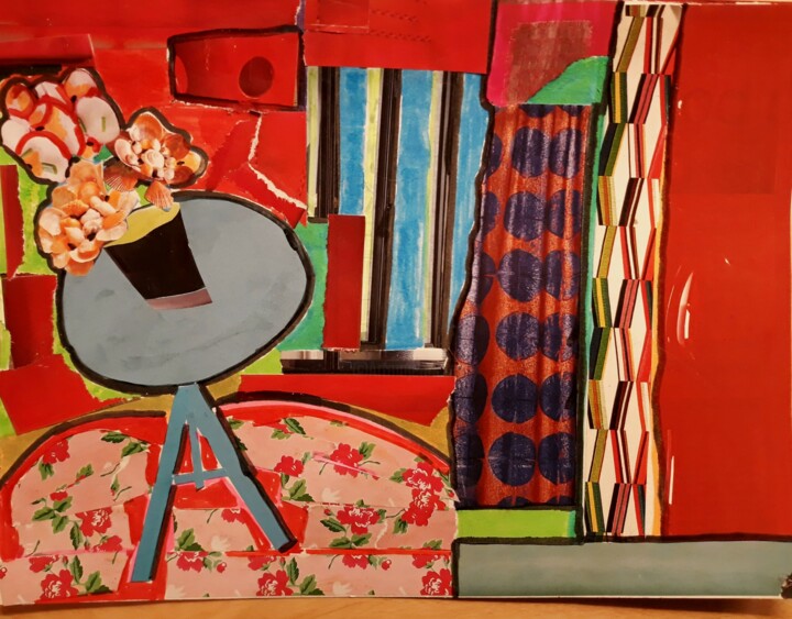 Collages titulada "Vase et Fenêtre" por Marta Castellanos, Obra de arte original, Collages