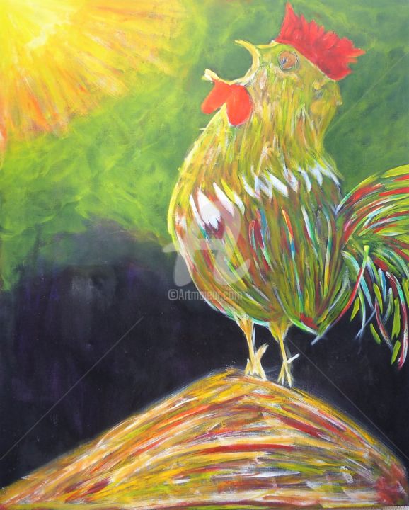 Painting titled "Coq.jpg" by Thierry Castillon Du Perron, Original Artwork, Acrylic