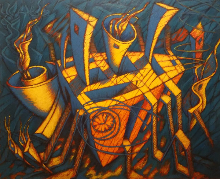 Painting titled "LA CASA DEL TIEMPO" by Borgonio Castro, Original Art, Acrylic