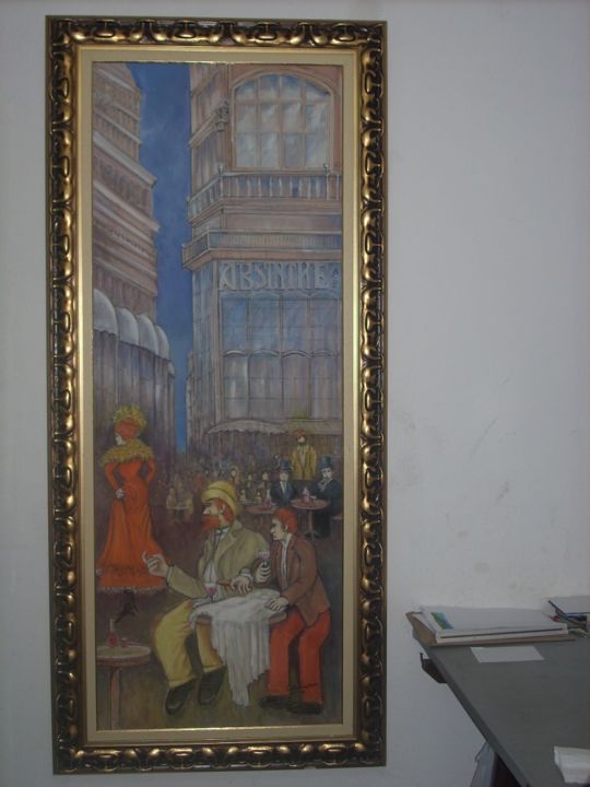 Painting titled "Bares da França" by Castro Padigliani, Original Artwork, Oil
