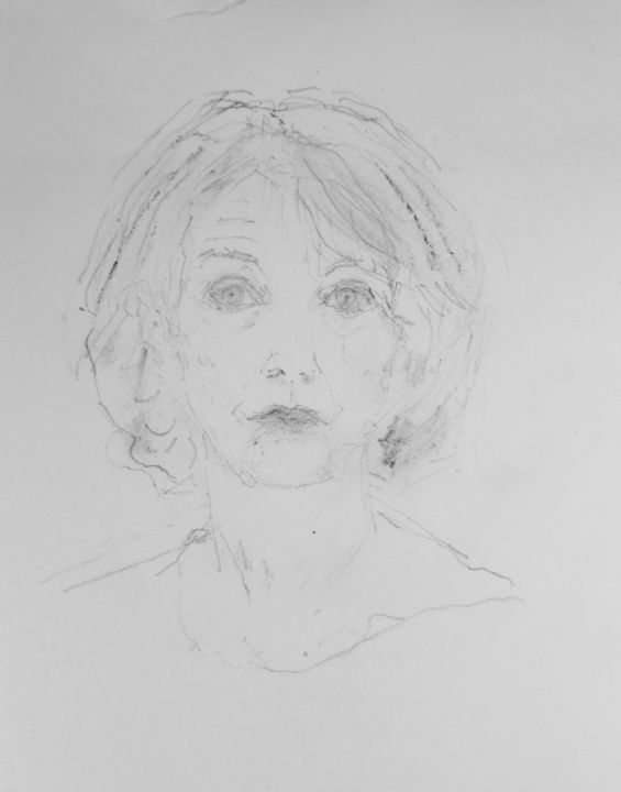 Drawing titled "Autoportrait" by Catherine Claude, Original Artwork