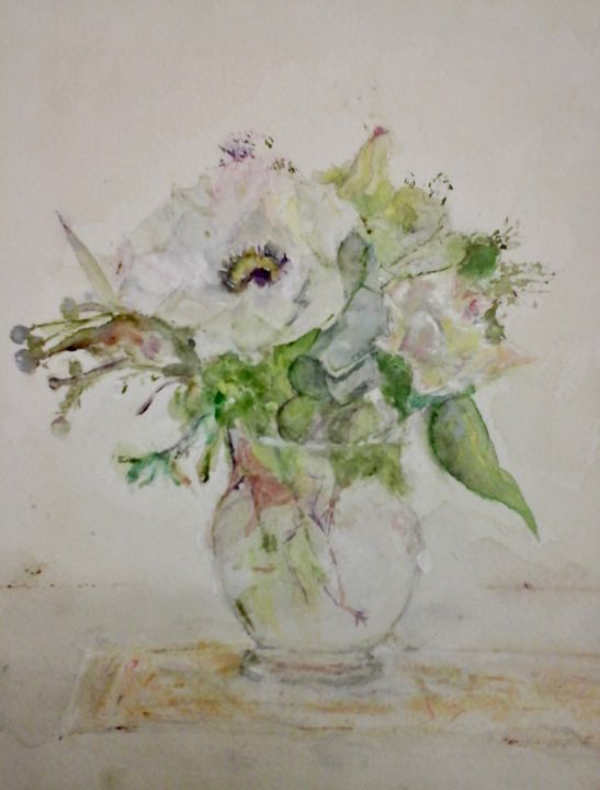 Painting titled "petit bouquet de ma…" by Catherine Claude, Original Artwork, Watercolor