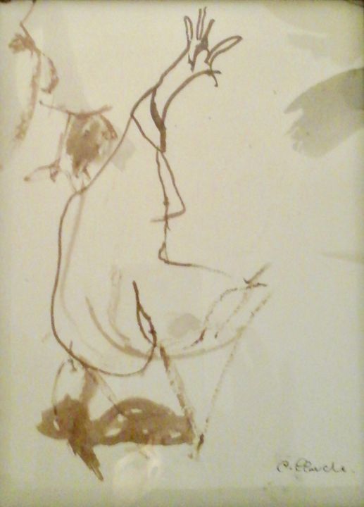 Dessin intitulée "Jeté de mains" par Catherine Claude, Œuvre d'art originale, Encre